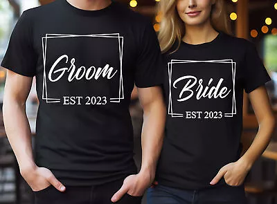 Personalised Groom Bride Mr Mrs Honeymoon Wedding Couple Matching T-Shirts #UJG • £11.99