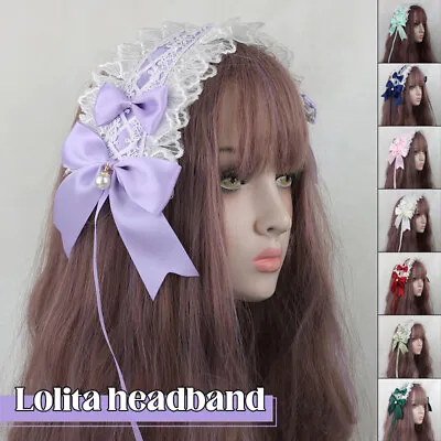 Ruffled Lace Headpiece Headband Weet Lolita Bowknot Maid Headdress Womens Girls • $11.09