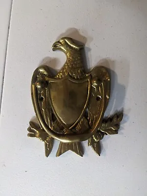 United States American Eagle Shield Talons Chunky Brass Wall Plaque Sign • $13.99