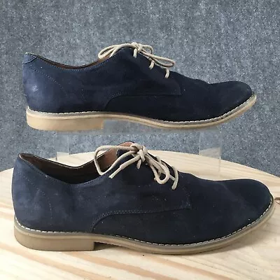 H&M Shoes Mens 11.5 Dress Plain Toe Derby Oxford Blue Fabric Lace Up Casual • $24.29