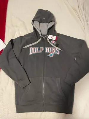 Men's Miami Dolphins Antigua Charcoal Gray Victory Full-Zip Hoodie NEW Sold Out • $40