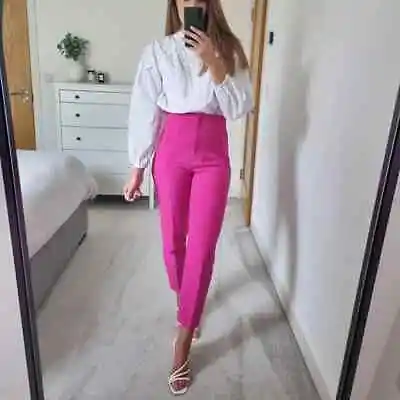 Zara Woman New High-waisted Pants Pink Fuchsia Ref. 7901/532 • $60