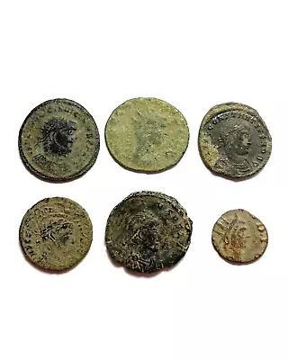 LOT OF 6 ANCIENT ROMAN COINS. 3rd/4th CENTURY. METAL DETECTING FINDS. -GENUINE- • £0.99