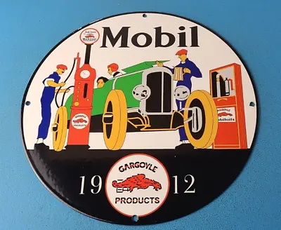 Vintage Mobil Gasoline Porcelain Gargoyle Gas Oil Filling Service Station Sign • $132.37