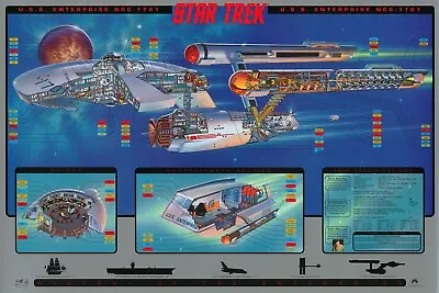 New Star Trek TOS USS Enterprise NCC 1701 Cut Away Cross Section Poster 24 X36  • $134.99