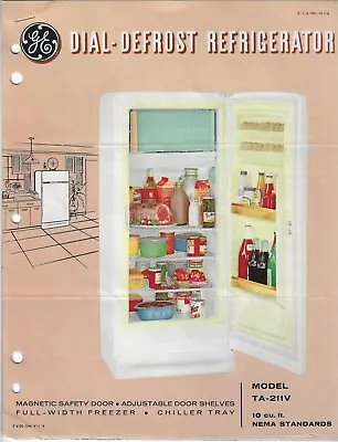 GE Refrigerator Vintage Product Sheets Dial Defrost Straight Line Appliance • $9.95