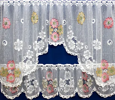 £9.99 • Buy Lily - Pretty Jardinere Window Set - 3 Colours - Fantastic Value Net Curtains
