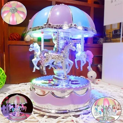 Vintage Horse Carousel Music Box Toy Chrismas Birthday Gift LED Light Music Box  • $13.89