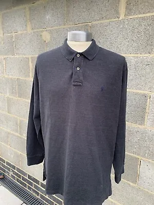 POLO RALPH LAUREN Long Sleeve Pocket T Shirt Dark Grey - Size Large • £13.37