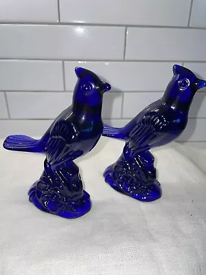 Pair Of Vintage Mosser Colbalt Blue Cardinal Birds 5  Tall Very Nice! • $50