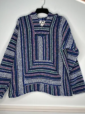 Wild Bills Baja Co. Hoodie Medium Surfer Skater Drug Rug Pullover Mexico Poncho • $22.44