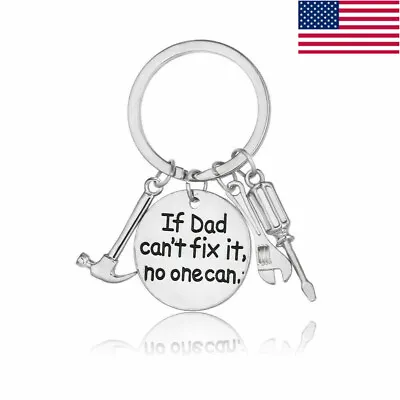 Dad Gift Charm Keyring If Dad Can't Fix It No One Can Tools Key Fathers Day • $1.66