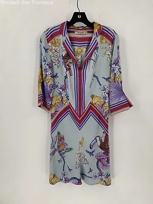 Etro Womens Multicolor Abstract Silk Italy 3/4 Sleeve Midi Shift Dress Size 40 • $21