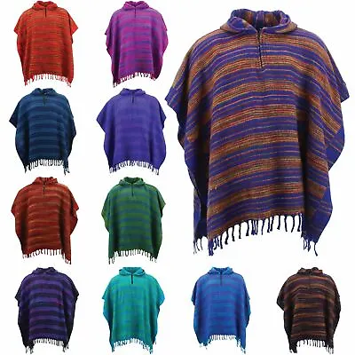 Poncho Hooded Cape Soft Acrylic Hill Queen Warm Festival Men Women • £19.90