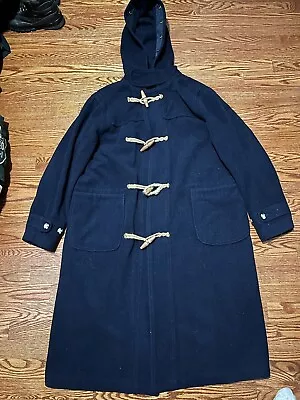 Vintage 90s Polo Ralph Lauren Wool Duffle Trench Toggle Coat Navy USA Mens L • $149.99