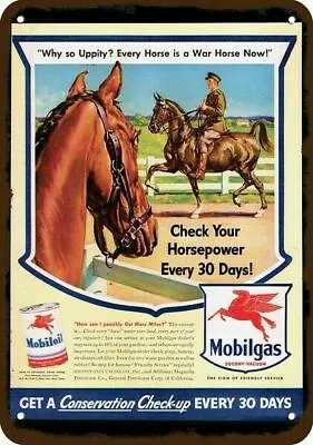1943 MOBIL GAS WWII US Army War Horse Vintage-Look DECORATIVE REPLICA METAL SIGN • $24.99