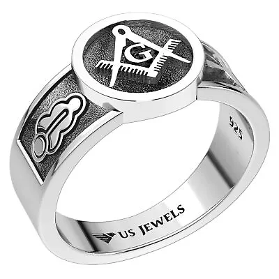 US Jewels New Men's Blue Lodge 0.925 Sterling Silver Master Mason Masonic Ring • $87.99