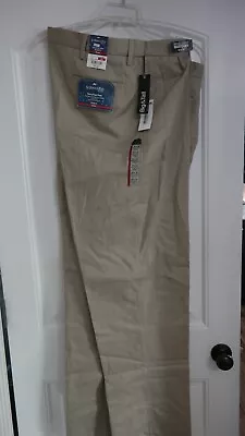 St. John's Bay Worry Free Pant Mens 44x36 Relaxed Fit Beige Pants Flat Front NWT • $25