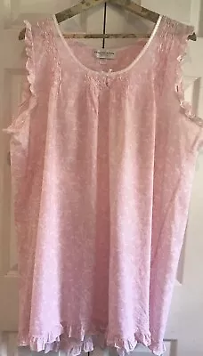 Miss Elaine Pink Paisley Babydoll Ruffle And Satin Trim Nightgown Sz 2X Cottage • $16.99