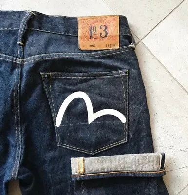 Evisu Selvedge 34 Lot 2010 Jeans Navy Blue Indigo Grey Black Straight • $580