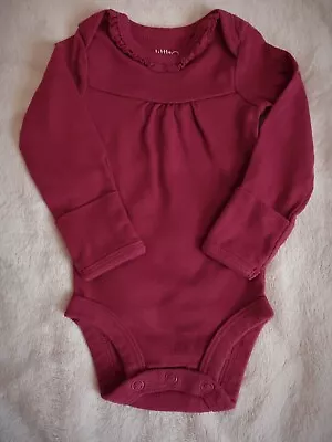 Carters Baby Girl Long Sleeve Red Shirt With Neck Ruffle Mitten Cuffs Newborn  • $13.99