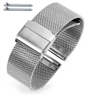Silver Steel Adjustable Mesh Bracelet Watch Band Strap Double Lock Clasp #5025 • $11.95