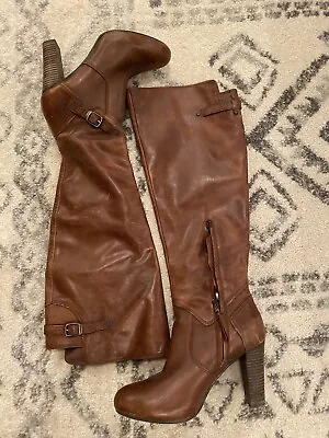 UGG Australia Womens 8 Knee Boots Brown High Heel Leather • $45