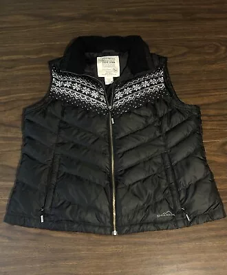 Eddie Bauer Vest Womens XL Black Down Puffer Outdoor Zip Extra Large Logos Snow • $15.23