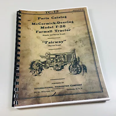 Farmall F20 Tractor Parts Manual Mccormick Deering Catalog Schematic Views F-20 • $29.57