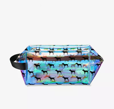 Victoria’s Secret PINK Holographic Dog Logo Beauty Cosmetic Bag • $22.50