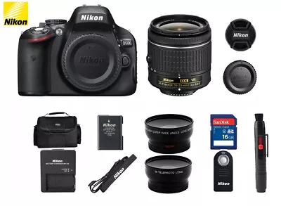 Nikon D5100 16.2MP DSLR Camera Kit W/AF-S VR 18-55mm Lens (3 LENSES) BUNDLE  • $339.95