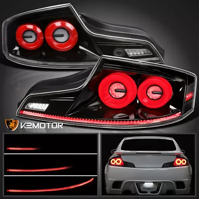 Fits Jet Black 2003-2007 Infiniti G35 Coupe LED Tail Lights Sequential Signal • $324.38