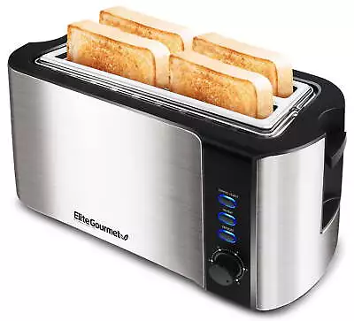 Elite Platinum Stainless Steel 4 Slice Long Slot Toaster • $34.99