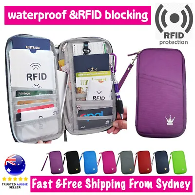 $16.97 • Buy Travel Wallet Ticket Holder With RFID Blocking Cover For Passport Credit Card M1