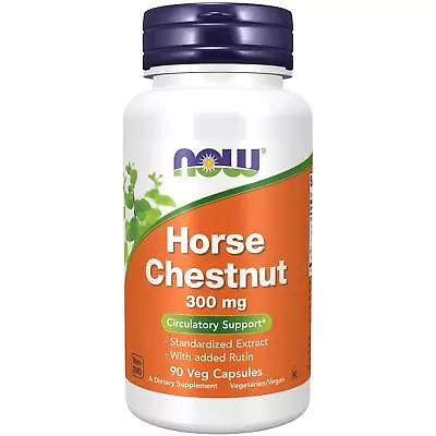 NOW Foods Horse Chestnut 300 Mg 90 Veg Capsules Circulatory Support Rutin • £17.76