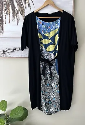 MEGAN PARK Printed Centre Tie Waist Dress Size 3 Au 12-14 • $37.97