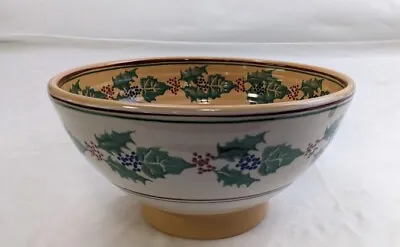 Nicholas Mosse Irish Pottery Footed 11  Mixing Bowl  Holly & Ivy Christmas MINT • $264