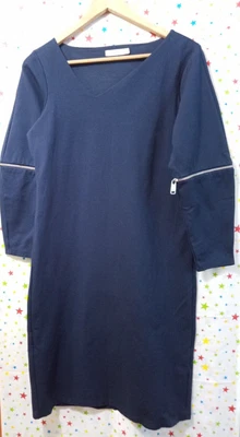 £2.99 • Buy Lovely Finery Dark Blue Chunky Zip Trim Long Sleeve Dress Size UK 10