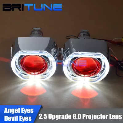 LED DRL Angel Halo Devil Eyes Mini 2.5'' HID Bixenon Projector Lens Upgrade 8.0 • $59.99