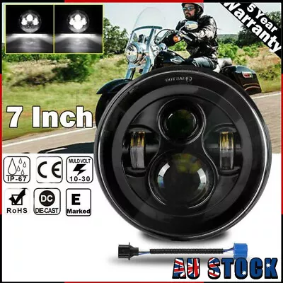 DOT 7  Inch Motorcycle Headlight Round LED Projector DRL For Cafe Racer Bobber • $29.99