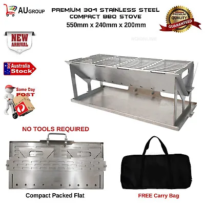$85 • Buy 304 Stainless Steel  Folding  Bbq Charcoal Stove Grill Flat Pack Picnic Camping