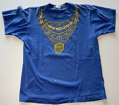 Vintage 90s Large New Orleans Mardi Gras T-Shirt Necklace Puff Print • $20