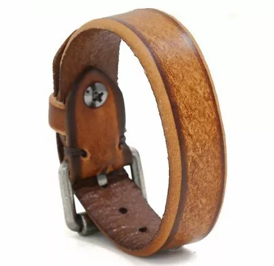 MEN/ Women Vintage Brown Genuine Leather Wristband/ Leather Bracelet 7 -8.5  • $10.99