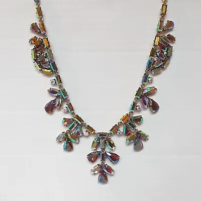 J. Crew Statement Necklace Iridescent Crystal Stunning Elegant Glam Jewelry • $49.95