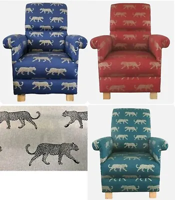 Fryetts Leopards Fabric Adult Chair Armchair Gold Orange Indigo Blue Teal Green • £220.45