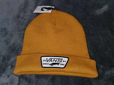 Vans Patch Milford Cuff Knit Beanie Adult Hat Yellow Vn000uou9y3 Mens New • $19.99