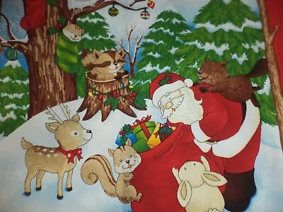 Christmas Fabric Squares Panel Remnants Woodland Santa Clause Off 10 • $8.95