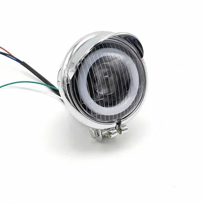 Motorcycle Spot Light Angel Eye 12V LED High Low Beam Driving Fog Lamp Dirt Bike • $26.39