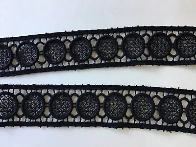 9 1/4 Yds Black Circle Cotton Venise Lace Insert • $14.99