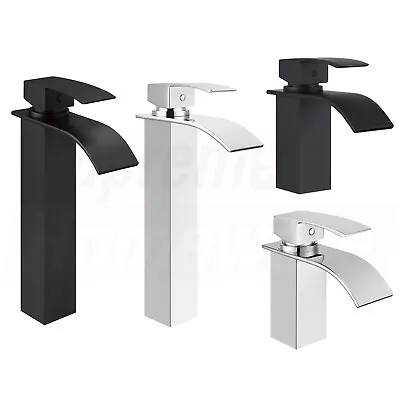 Bathroom Sink Vanity Basin Mixer Tap Counter Top Waterfall Faucet Chrome Black • $69.35